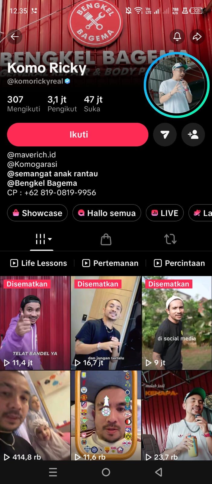 TikTok Profile @komorickyreal